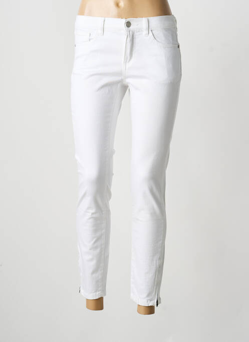 Jeans coupe slim stretch taille basse blanc GEISHA femme