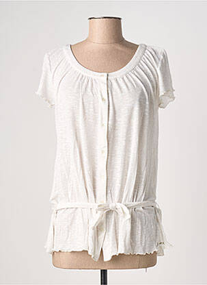 Top tissage jersey manches courtes beige SCHOOL RAG femme