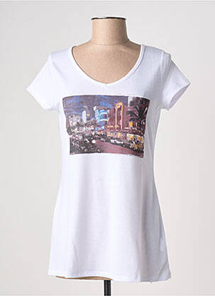 T-shirt imprimé fantaisie manches courtes blanc TRUE LEGEND femme