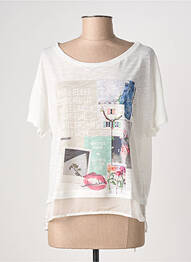 T-shirt imprimé fantaisie manches courtes blanc COQUELICOT femme