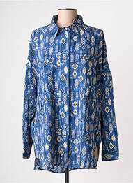 Chemisier tissage crêpe manches longues bleu MOLLY BRACKEN femme