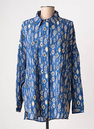 Chemisier tissage crêpe manches longues bleu MOLLY BRACKEN femme