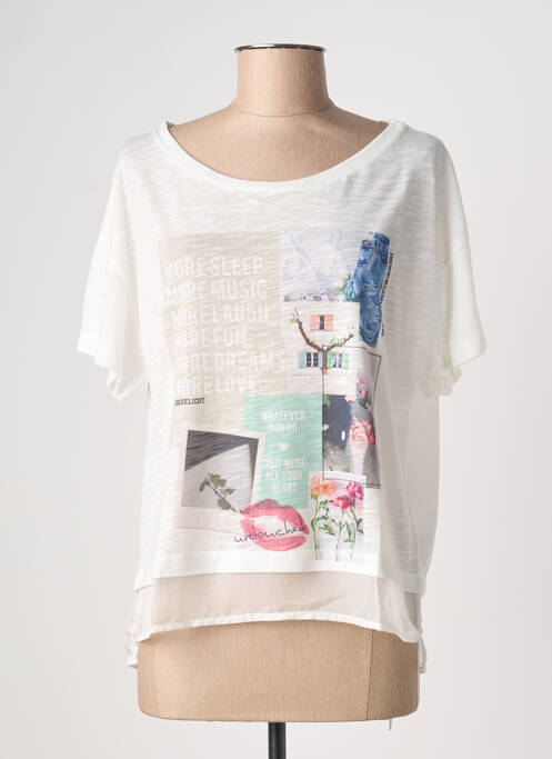 T-shirt imprimé fantaisie manches courtes blanc COQUELICOT femme