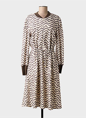 Robe mi-longue manches longues manches longues beige K-DESIGN femme