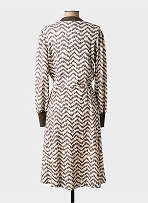 Robe mi-longue manches longues manches longues beige K-DESIGN femme