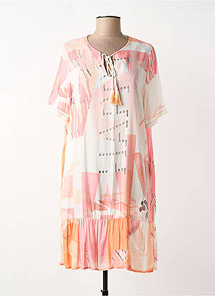 Robe mi-longue coupe fluide manches courtes rose TUZZI femme