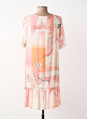 Robe mi-longue coupe fluide manches courtes rose TUZZI femme