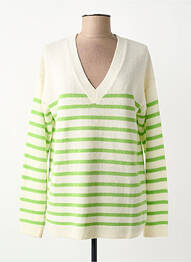 Pull col v manches longues vert ZOE ZONE OF EMBROIDERED femme