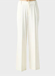 Pantalon droit tissage crêpe taille haute beige K-DESIGN femme