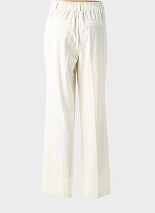 Pantalon droit tissage crêpe taille haute beige K-DESIGN femme