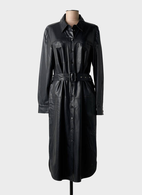 Robe mi-longue manches longues manches longues noir AUREL femme