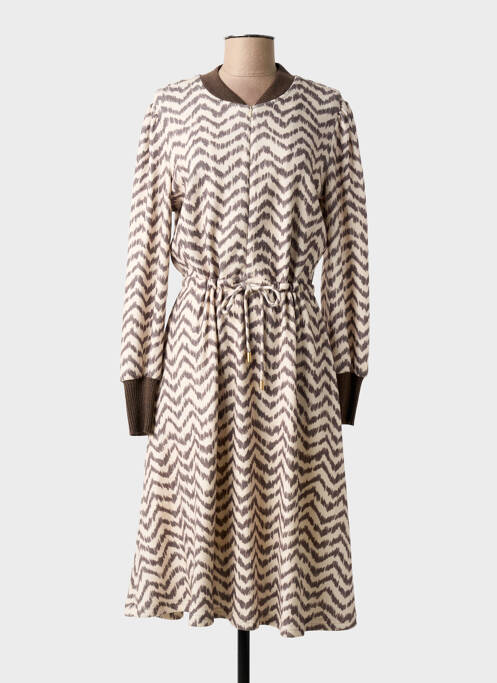 Robe mi-longue manches longues manches longues beige K-DESIGN femme