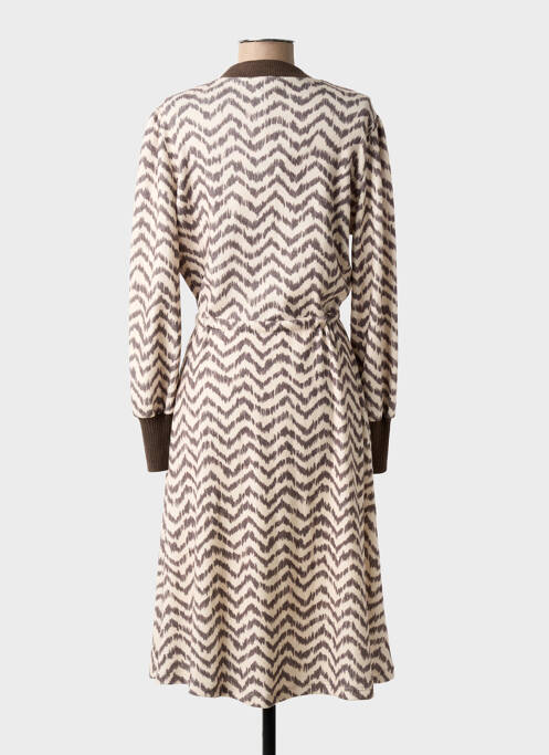 Robe mi-longue manches longues manches longues beige K-DESIGN femme
