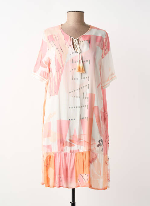 Robe mi-longue coupe fluide manches courtes rose TUZZI femme