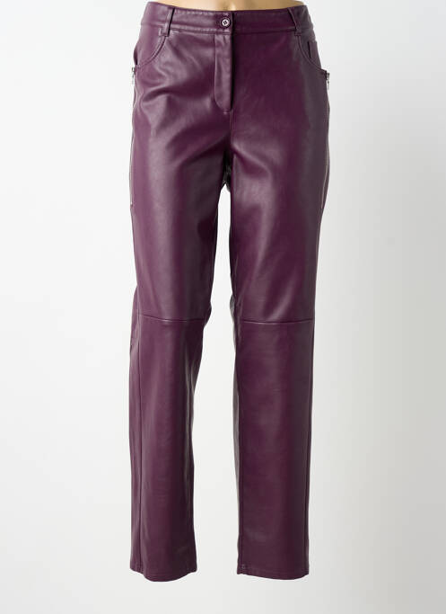 Pantalon droit fermeture zippée sous rabat boutonné taille normale violet MARC AUREL femme