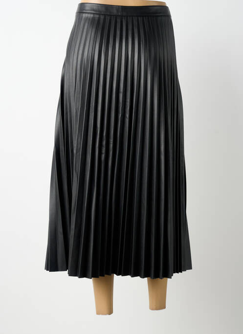 Jupe longue tissage plissé noir LEO & UGO femme