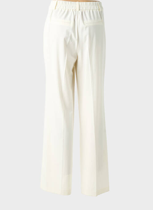 Pantalon droit tissage crêpe taille haute beige K-DESIGN femme