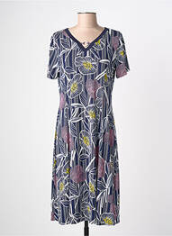 Robe mi-longue imprimé fantaisie manches courtes bleu FRANCE RIVOIRE femme