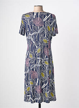 Robe mi-longue imprimé fantaisie manches courtes bleu FRANCE RIVOIRE femme