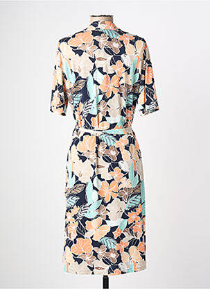 Robe mi-longue imprimé fantaisie manches courtes bleu GUY DUBOUIS femme