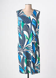 Robe mi-longue imprimé fantaisie sans manche bleu GEVANA femme
