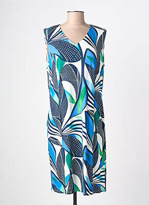 Robe mi-longue imprimé fantaisie sans manche bleu GEVANA femme