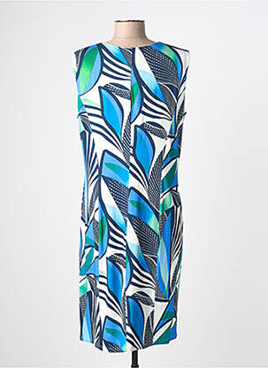 Robe mi-longue imprimé fantaisie sans manche bleu GEVANA femme