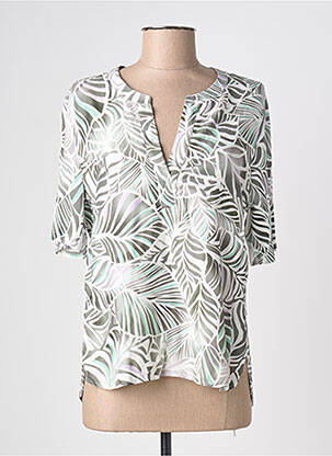 Blouse tissage popeline manches courtes blanc FRANK WALDER femme