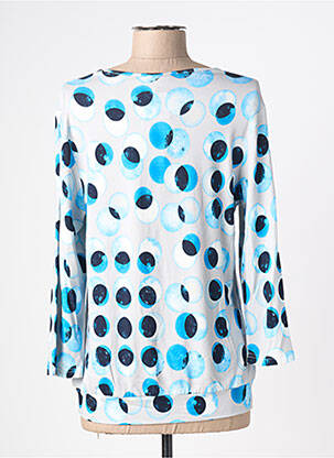 Blouse tissage popeline manches longues bleu FRANK WALDER femme