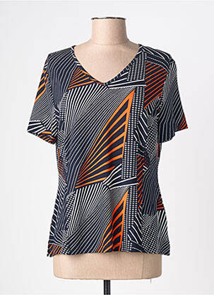 T-shirt imprimé fantaisie manches courtes bleu FRANCE RIVOIRE femme