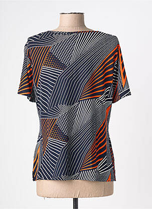 T-shirt imprimé fantaisie manches courtes bleu FRANCE RIVOIRE femme