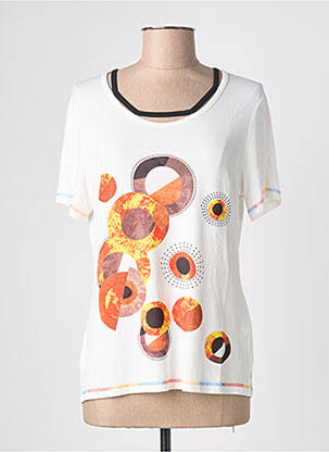 T-shirt sérigraphie floquée manches courtes blanc FRANCE RIVOIRE femme