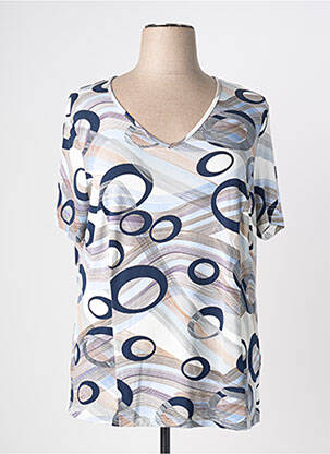 T-shirt imprimé fantaisie manches courtes bleu FRANCE RIVOIRE femme