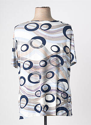 T-shirt imprimé fantaisie manches courtes bleu FRANCE RIVOIRE femme