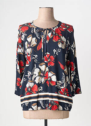 Blouse imprimé fleurs manches 3/4 bleu FRANK WALDER femme