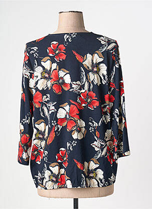 Blouse tissage popeline manches 3/4 bleu FRANK WALDER femme