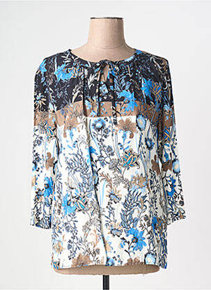 Blouse imprimé fleurs manches 3/4 bleu FRANK WALDER femme