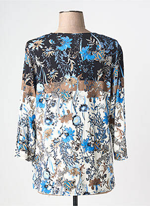 Blouse imprimé fleurs manches 3/4 bleu FRANK WALDER femme