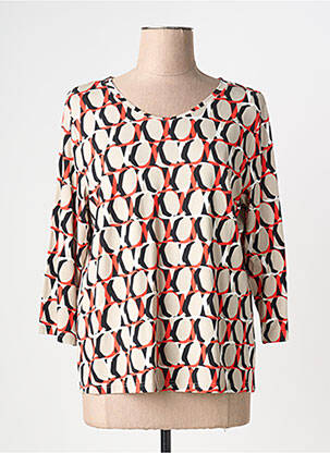 T-shirt stretch manches 3/4 beige FRANK WALDER femme