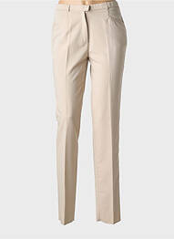 Pantalon slim tissage popeline taille haute beige fonce CHRISTIAN MARRY femme