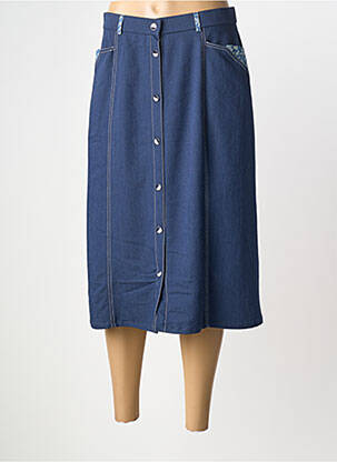 Jupe mi-longue coupe droite bleu FRANCE RIVOIRE femme