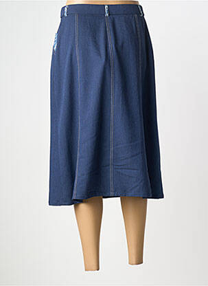 Jupe mi-longue coupe droite bleu FRANCE RIVOIRE femme