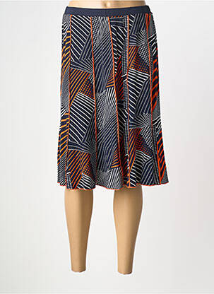 Jupe mi-longue coupe évasée bleu FRANCE RIVOIRE femme