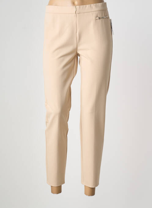 Pantalon 7/8 coupe cigarette taille normale beige FRANK WALDER femme