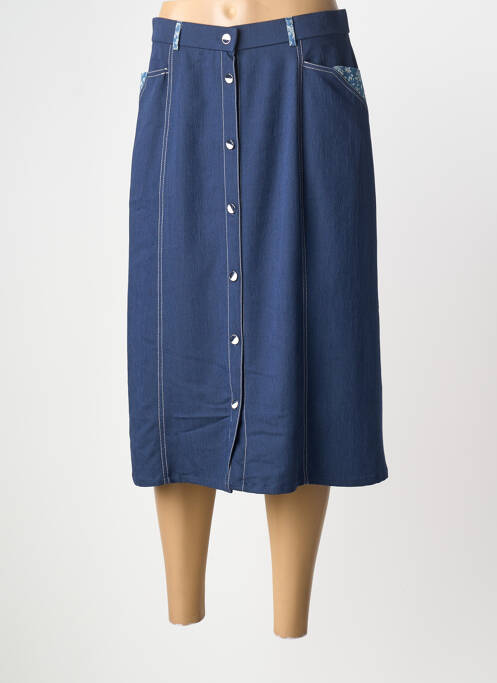 Jupe mi-longue coupe droite bleu FRANCE RIVOIRE femme