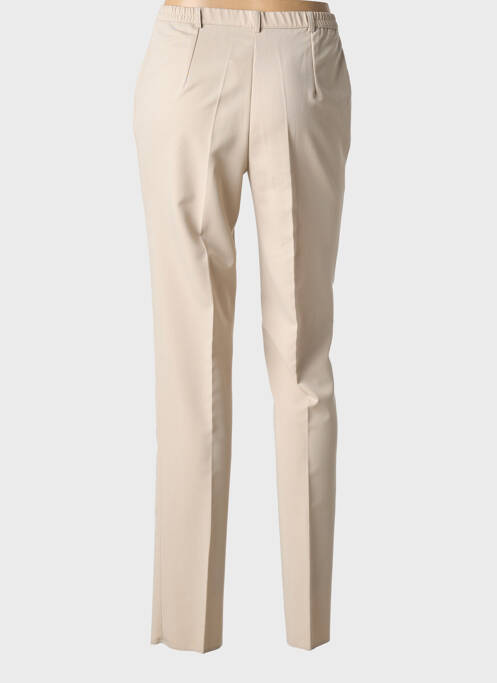 Pantalon slim tissage popeline taille haute beige fonce CHRISTIAN MARRY femme