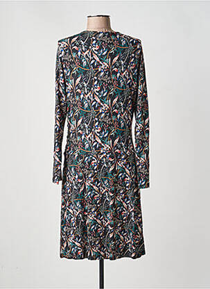 Robe mi-longue imprimé fleurs manches longues noir LA FEE MARABOUTEE femme