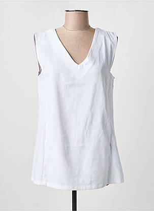 Top col v sans manche blanc VAN-DOS femme