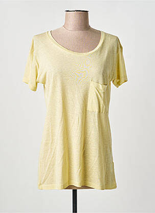 T-shirt stretch manches courtes jaune LA FEE MARABOUTEE femme