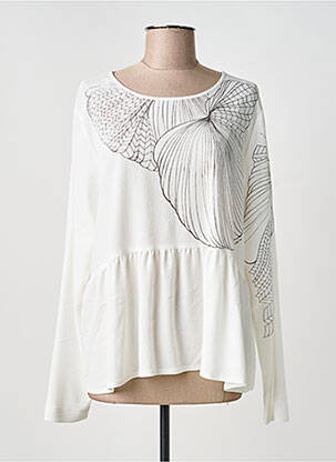 Top coupe fluide manches longues blanc COP COPINE femme
